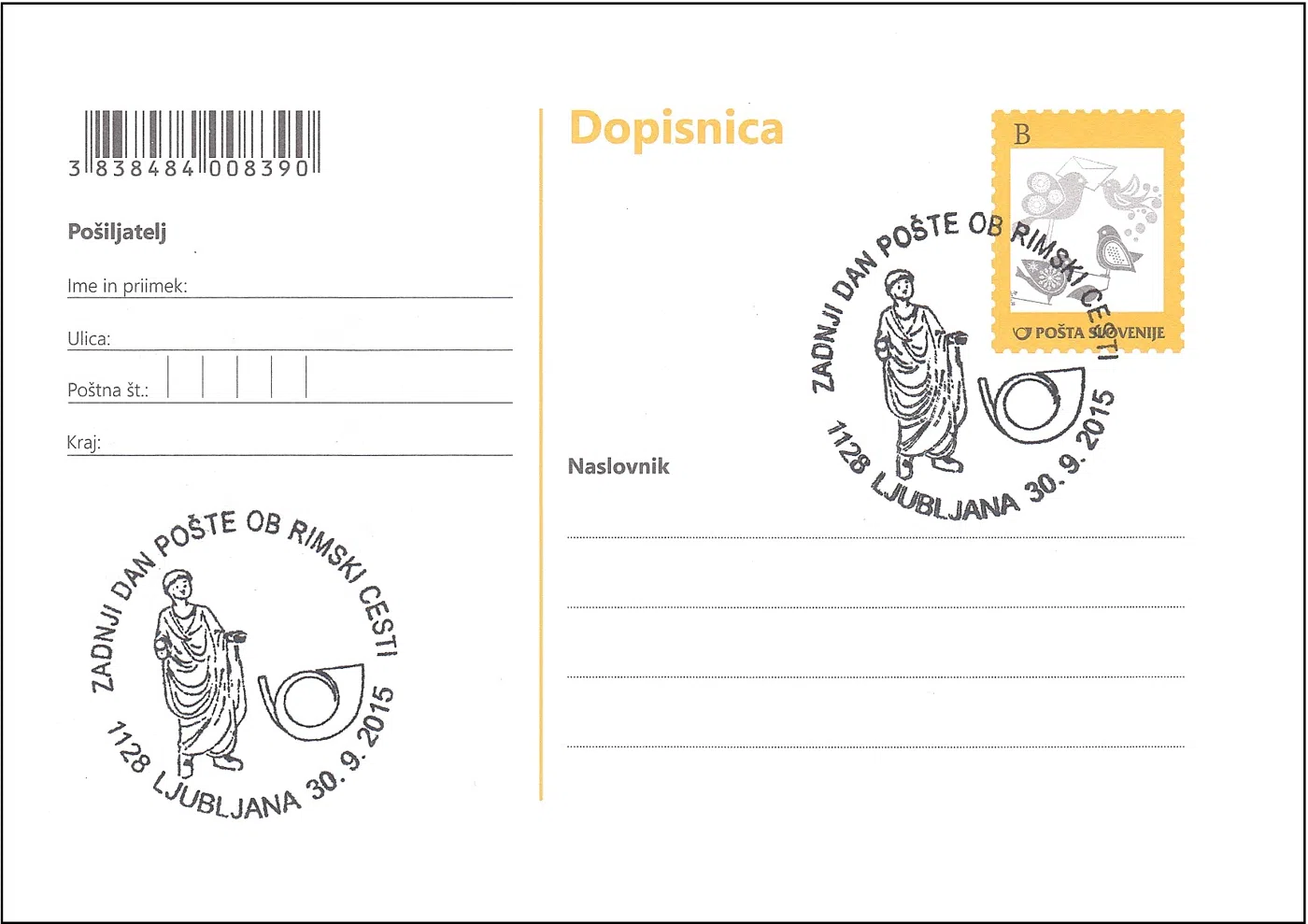 ZADNJI DAN POŠTE OB RIMSKI CESTI